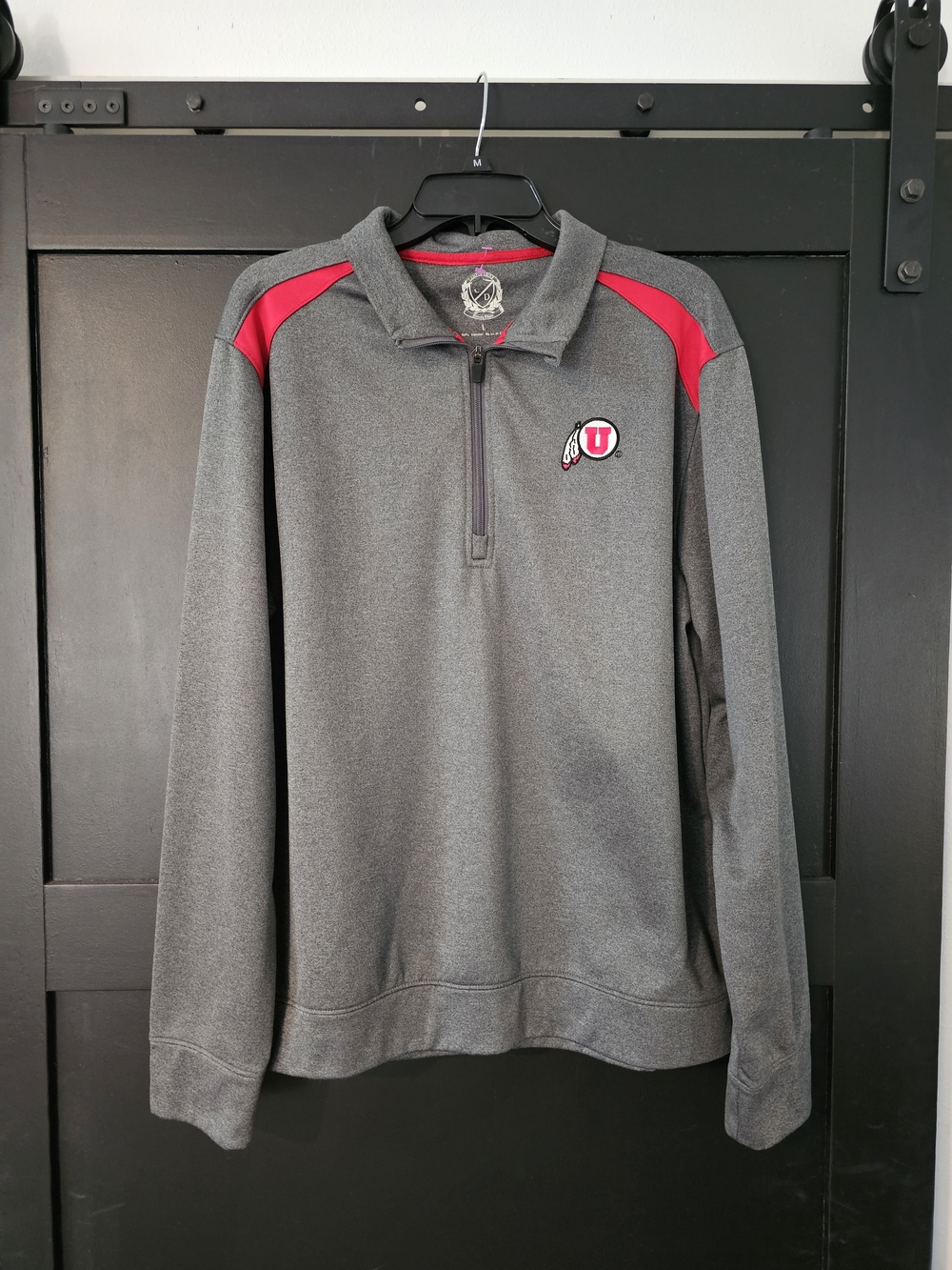 Men's University of Utah Gray 1/4 Zip Pullover with Red Accents Size Large